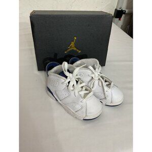Air Jordan 1 Mid SE Toddler Shoes 7C White & Navy Leather Basketball Sneakers Wi
